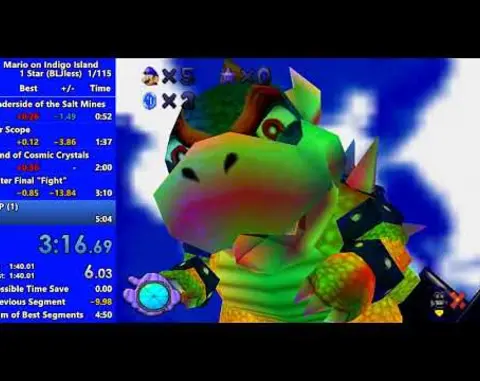 Mario on Indigo Island (Super Mario 64 ROM hack)